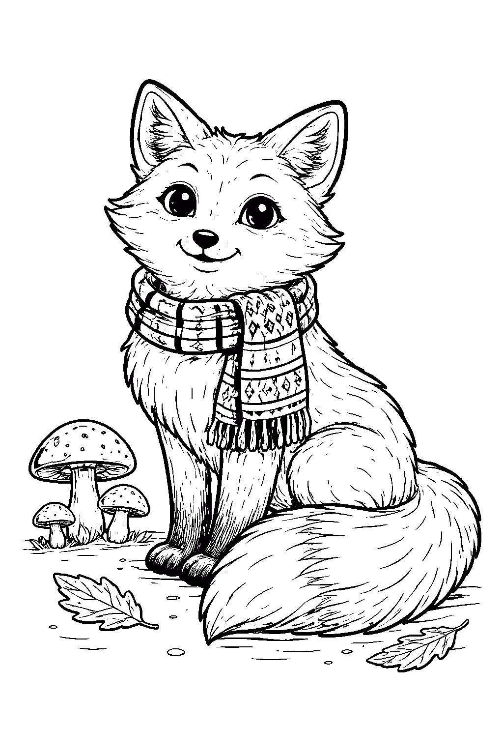 fox scarf forest mushrooms