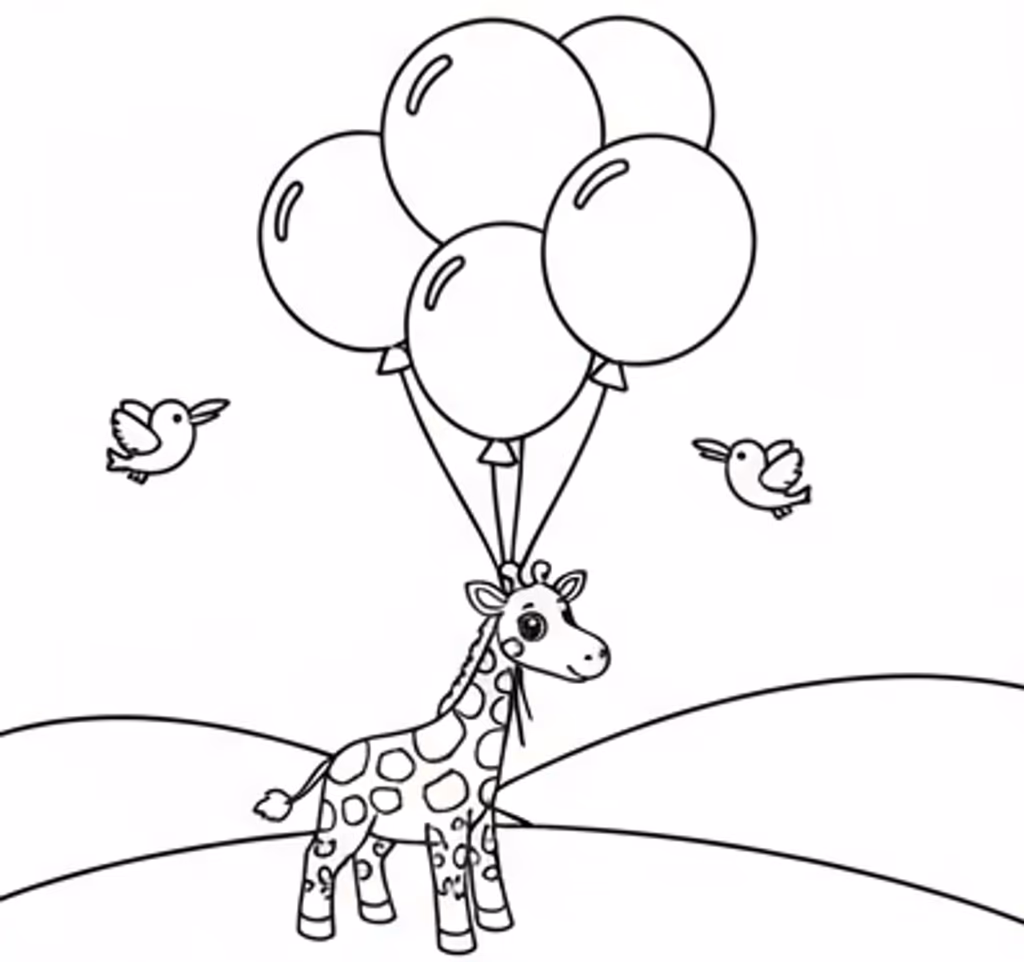 giraffe balloons over hills