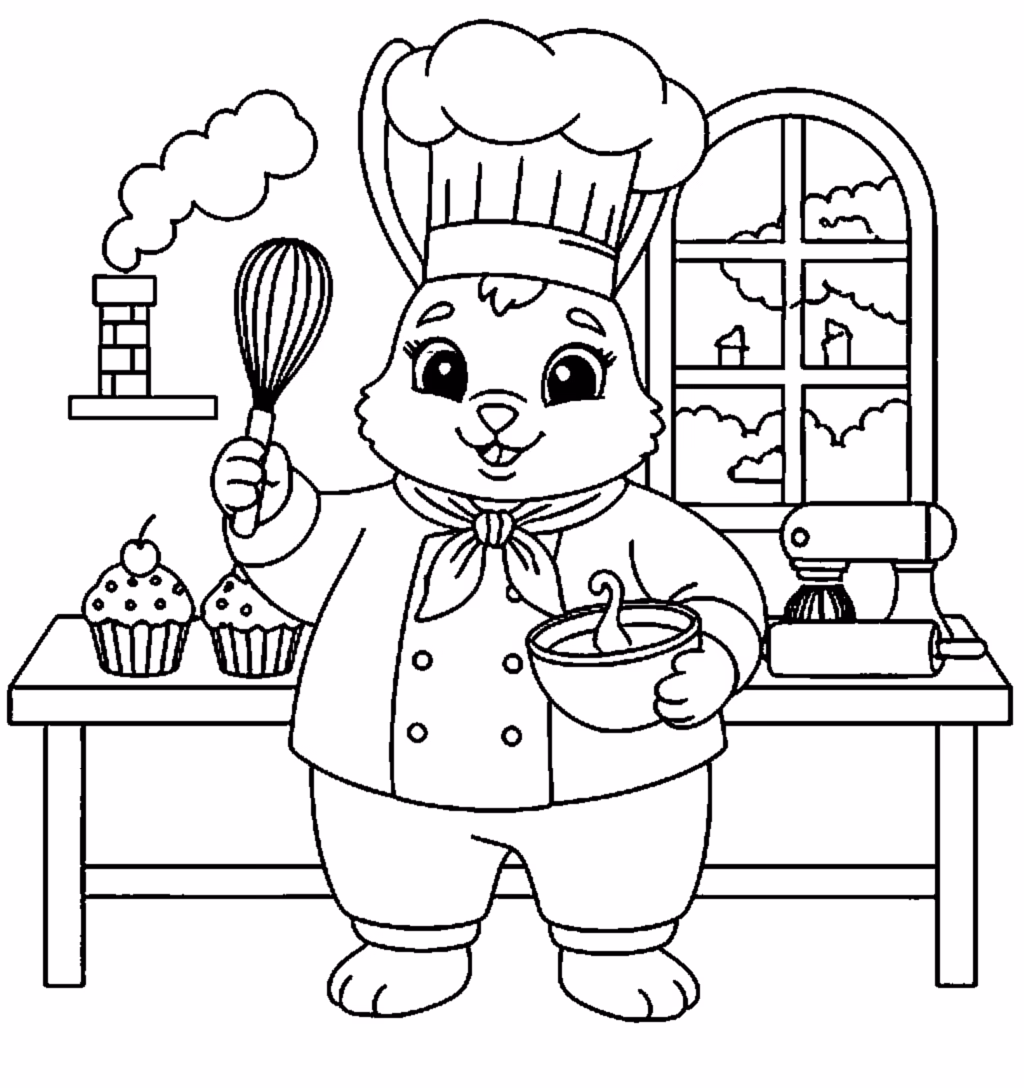 bunny chef mixing bowl