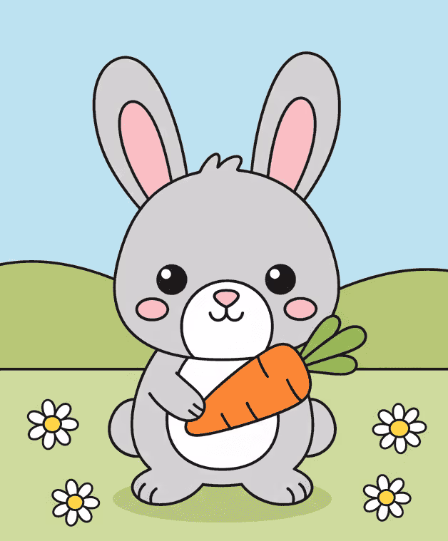 bunny hugging carrot portrait