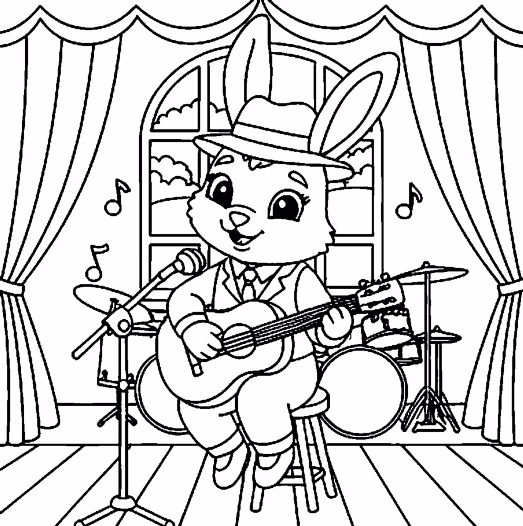 rabbit acoustic guitar indoor
