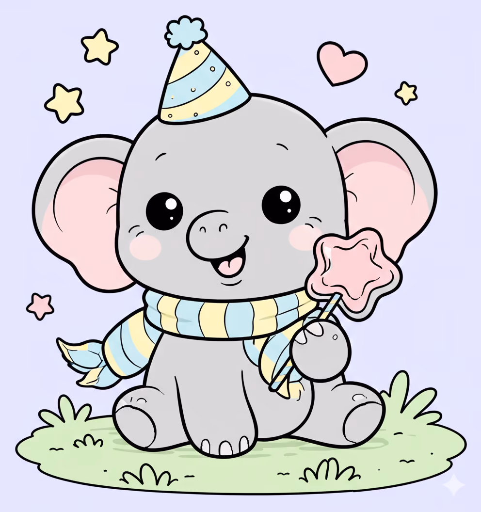 elephant party star cookie