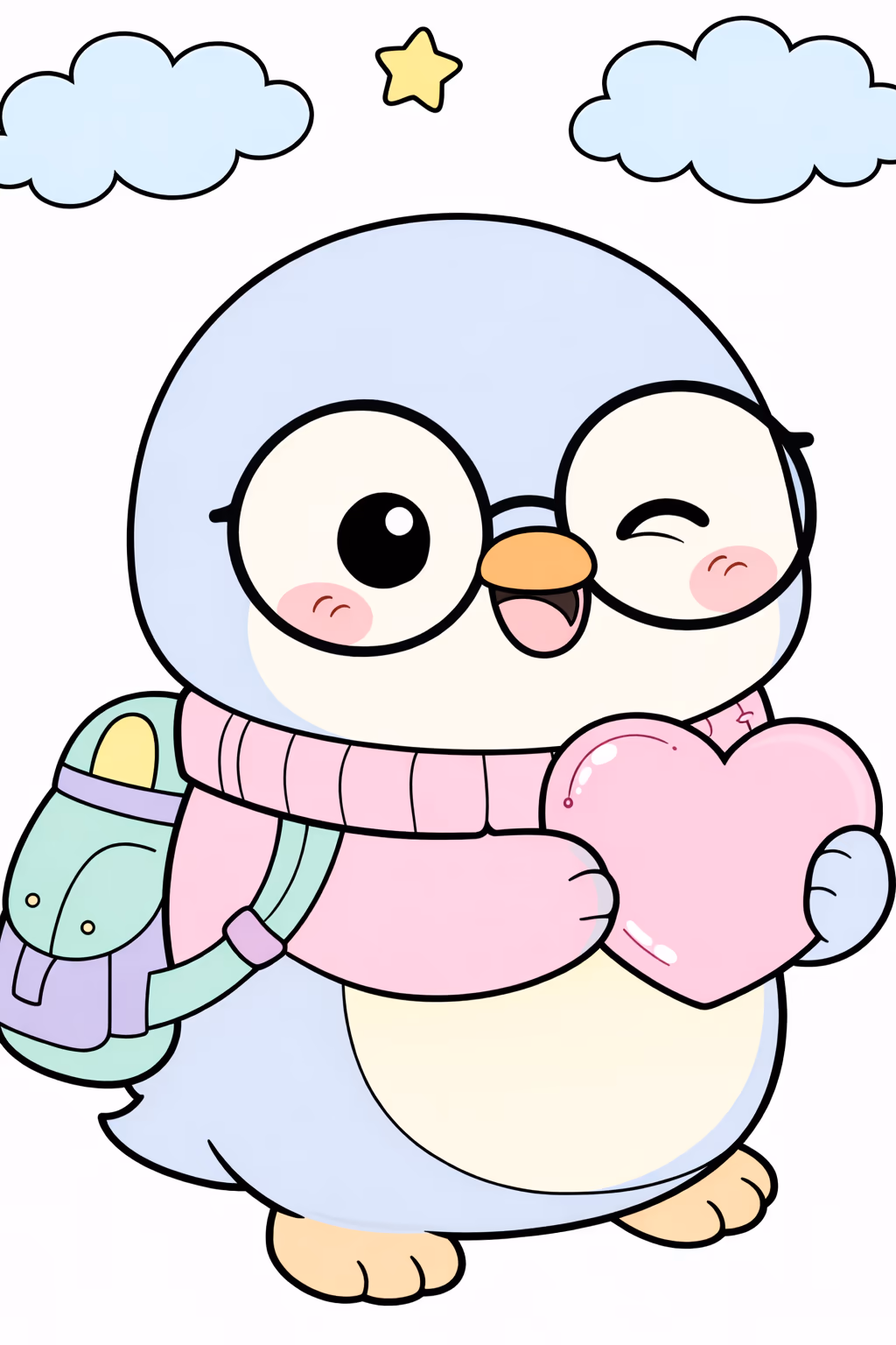 penguin wink heart backpack