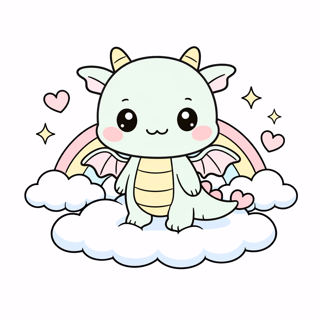 baby dragon cloud rainbow