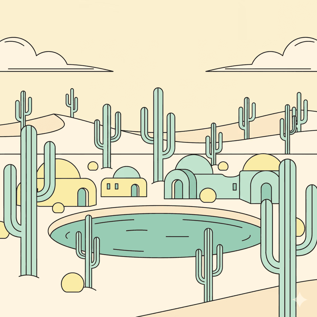 desert oasis cactus town
