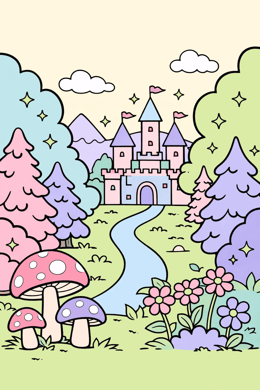 fantasy forest path to castle