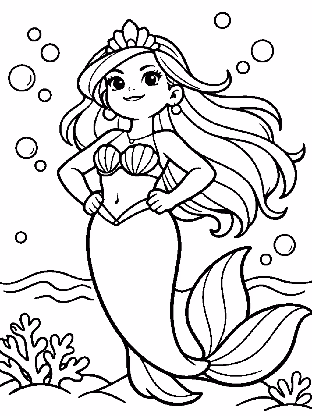 graceful mermaid with bubbles