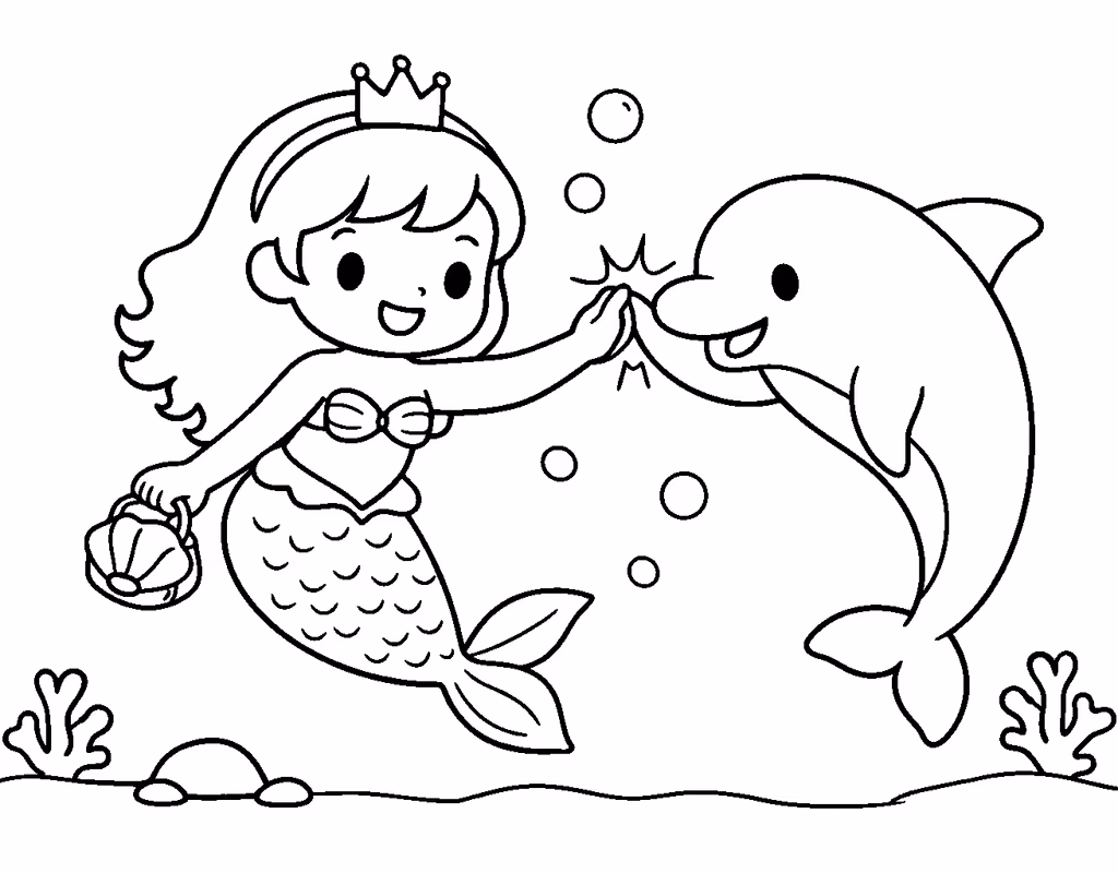 mermaid and dolphin friends