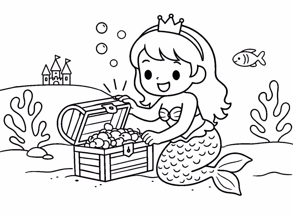 mermaid opening treasure chest
