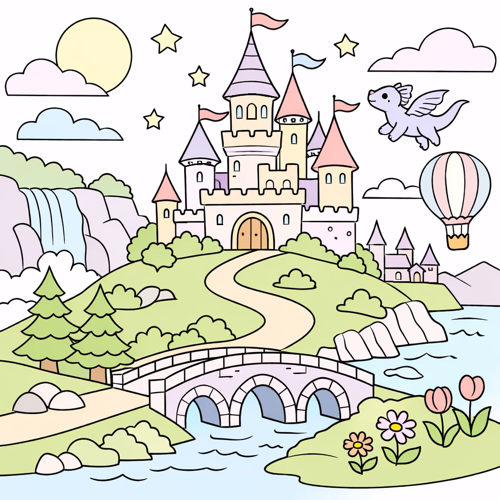 castle waterfall day balloon