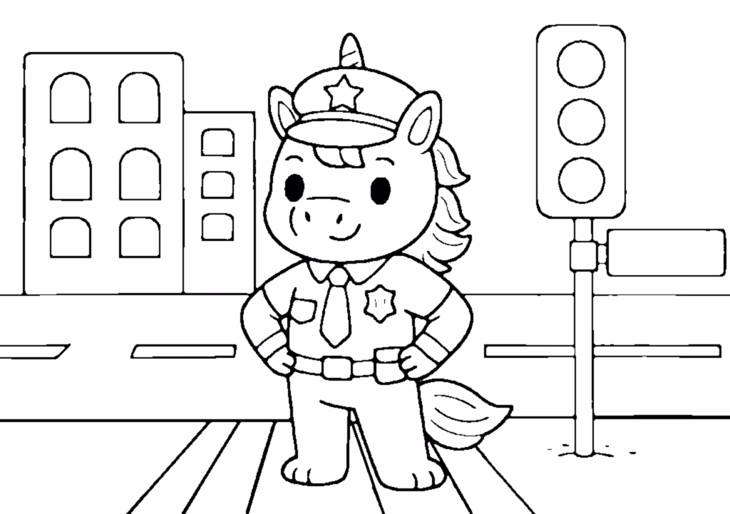 police unicorn city traffic light