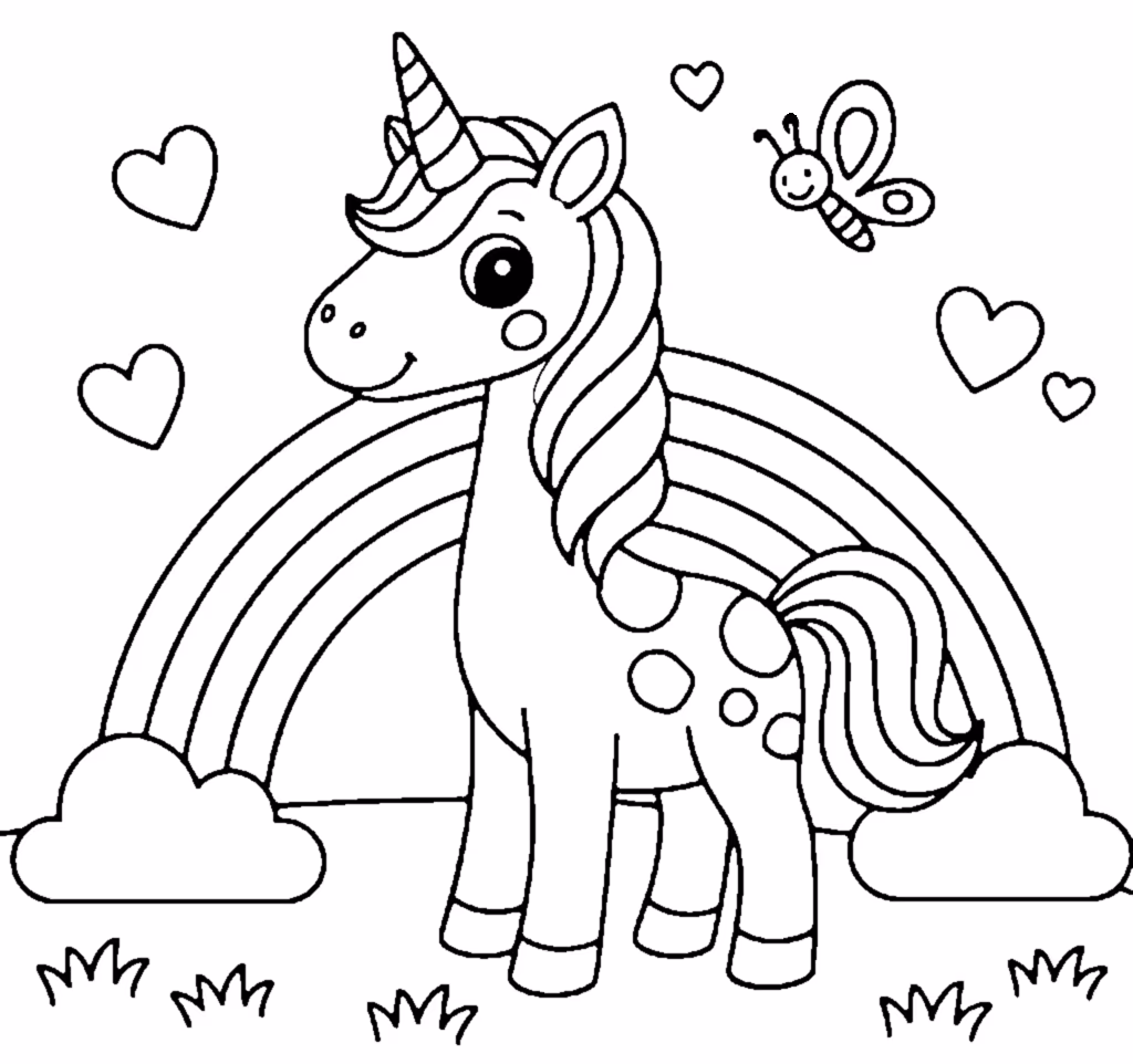 unicorn rainbow hearts