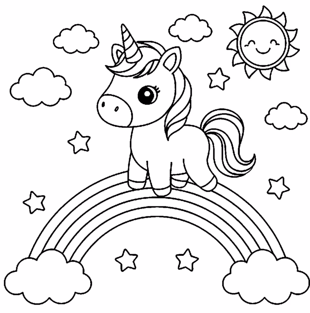 unicorn standing on rainbow